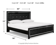 Kaydell King Upholstered Panel Storage Platform Bed with Mirrored Dresser and 2 Nightstands - furniture place usa