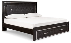 Kaydell King Panel Bed with Storage with Mirrored Dresser, Chest and Nightstand - furniture place usa