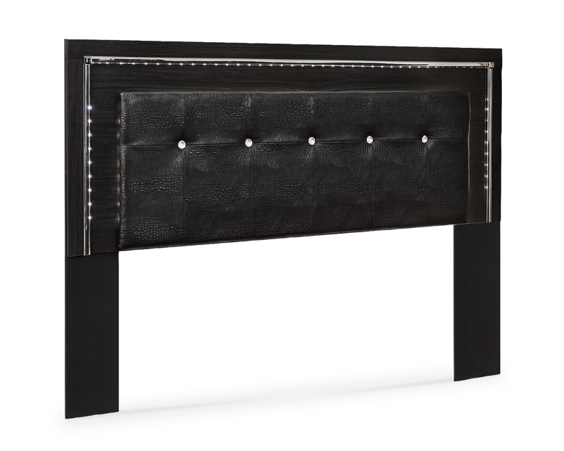 Kaydell King/California King Upholstered Panel Headboard Bed with Mirrored Dresser and 2 Nightstands - furniture place usa