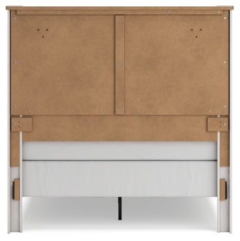 Schoenberg Queen Panel Bed with Mirrored Dresser - furniture place usa