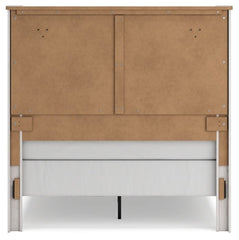 Schoenberg Queen Panel Bed with Mirrored Dresser - furniture place usa