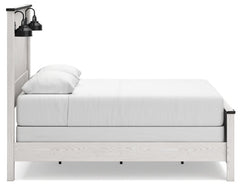 Schoenberg Queen Panel Bed with Mirrored Dresser - furniture place usa