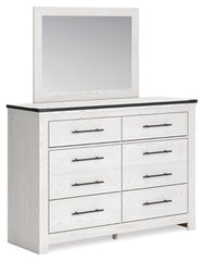 Schoenberg Queen Panel Bed with Mirrored Dresser - furniture place usa