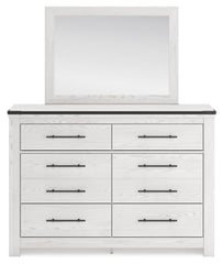 Schoenberg Queen Panel Bed with Mirrored Dresser - furniture place usa
