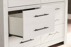 Schoenberg Queen Panel Bed with Mirrored Dresser - furniture place usa