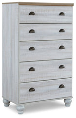 Haven Bay Queen Panel Storage Bed with Mirrored Dresser, Chest and 2 Nightstands - furniture place usa