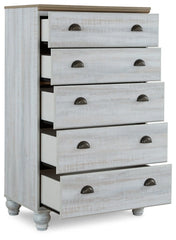 Haven Bay Queen Panel Storage Bed with Mirrored Dresser, Chest and 2 Nightstands - furniture place usa