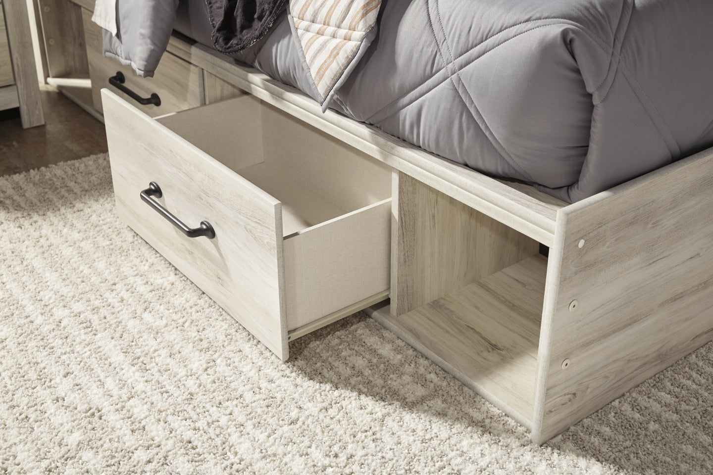 Cambeck Twin Panel Bed with 2 Storage Drawers with Mirrored Dresser, Chest and Nightstand - furniture place usa