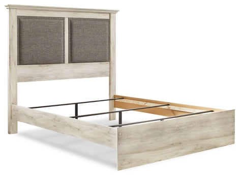 Cambeck Queen Upholstered Panel Bed with Mirrored Dresser, Chest and Nightstand - furniture place usa