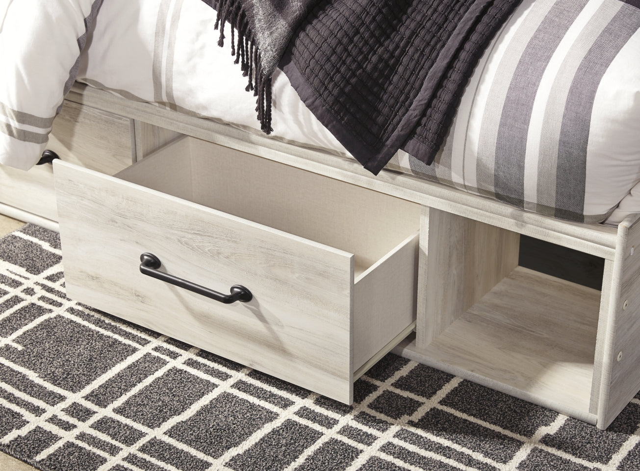 Cambeck Twin Panel Bed with 2 Storage Drawers with Mirrored Dresser, Chest and Nightstand - furniture place usa