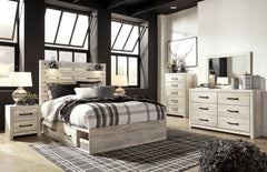 Cambeck Queen Panel Bed with 4 Storage Drawers with Mirrored Dresser, Chest and Nightstand - furniture place usa