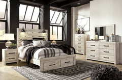 Cambeck King Panel Bed with 2 Storage Drawers with Mirrored Dresser, Chest and 2 Nightstands - PKG003048 - furniture place usa