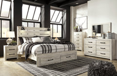 Cambeck King Panel Bed with 2 Storage Drawers with Mirrored Dresser, Chest and 2 Nightstands - PKG003048 - furniture place usa