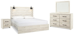Cambeck King Panel Bed with Mirrored Dresser and Nightstand - furniture place usa