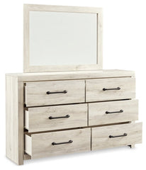 Cambeck Queen Upholstered Panel Bed with Mirrored Dresser, Chest and Nightstand - furniture place usa