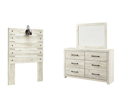Cambeck Twin Panel Headboard Bed with Mirrored Dresser - furniture place usa