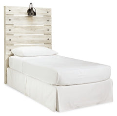 Cambeck Twin Panel Headboard Bed with Mirrored Dresser and Chest - furniture place usa