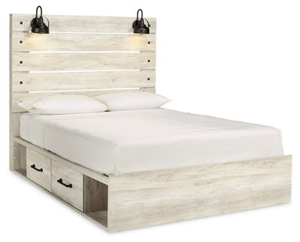 Cambeck Twin Panel Bed with 4 Storage Drawers with Mirrored Dresser and 2 Nightstands - furniture place usa