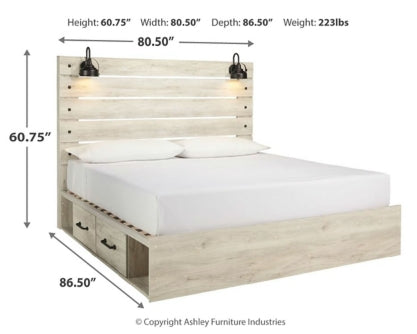 Cambeck King Panel Bed with 2 Storage Drawers with Mirrored Dresser and Chest - PKG007506 - furniture place usa