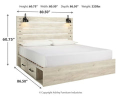 Cambeck King Panel Bed with 2 Storage Drawers with Mirrored Dresser and Chest - PKG007506 - furniture place usa