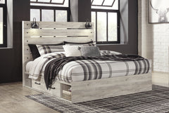Cambeck King Panel Bed with 2 Storage Drawers with Mirrored Dresser and Chest - PKG007506 - furniture place usa
