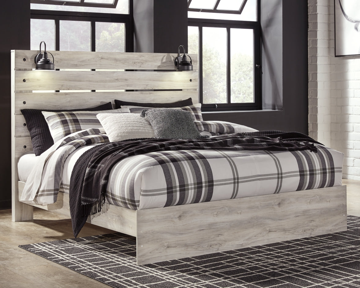 Cambeck King Panel Bed with Mirrored Dresser and 2 Nightstands - furniture place usa