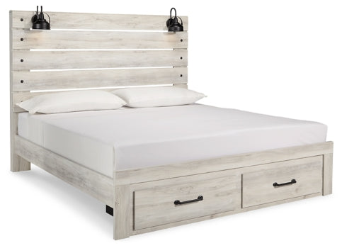 Cambeck King Panel Bed with 2 Storage Drawers with Mirrored Dresser, Chest and 2 Nightstands - PKG003048 - furniture place usa