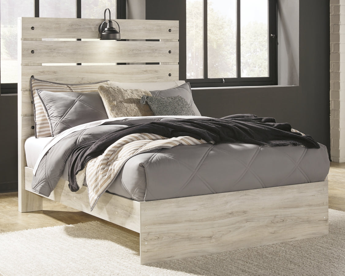 Cambeck Full Panel Bed with Mirrored Dresser and 2 Nightstands - furniture place usa