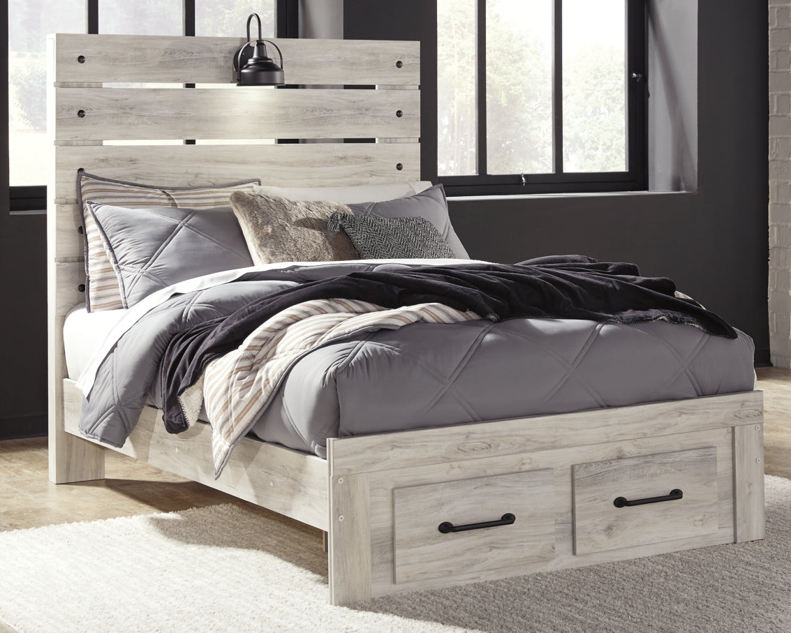 Cambeck King Panel Bed with 2 Storage Drawers with Mirrored Dresser and Chest - PKG003046 - furniture place usa