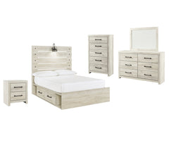 Cambeck Twin Panel Bed with 2 Storage Drawers with Mirrored Dresser, Chest and Nightstand - furniture place usa