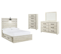 Cambeck Twin Panel Bed with 2 Storage Drawers with Mirrored Dresser and Chest - furniture place usa