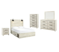 Cambeck Queen Panel Bed with 4 Storage Drawers with Mirrored Dresser, Chest and Nightstand - furniture place usa