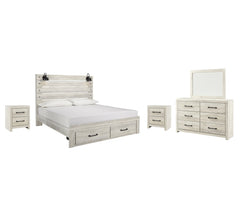 Cambeck King Panel Bed with 2 Storage Drawers with Mirrored Dresser and 2 Nightstands - PKG003045 - furniture place usa