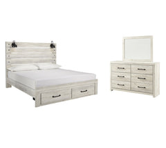 Cambeck King Panel Bed with 2 Storage Drawers with Mirrored Dresser - PKG003044 - furniture place usa