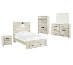 Cambeck King Panel Bed with 2 Storage Drawers with Mirrored Dresser, Chest and Nightstand - PKG003047 - furniture place usa