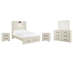 Cambeck King Panel Bed with 2 Storage Drawers with Mirrored Dresser and 2 Nightstands - PKG003045 - furniture place usa