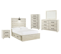 Cambeck Queen Panel Bed with 4 Storage Drawers with Mirrored Dresser, Chest and Nightstand - furniture place usa
