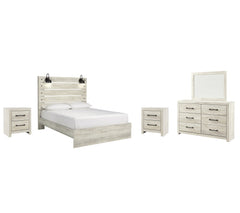 Cambeck King Panel Bed with 2 Storage Drawers with Mirrored Dresser and 2 Nightstands - PKG003045 - furniture place usa