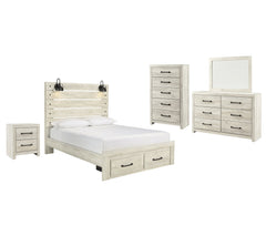 Cambeck King Panel Bed with 2 Storage Drawers with Mirrored Dresser, Chest and Nightstand - PKG003047 - furniture place usa