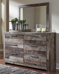 Derekson Twin Panel Headboard Bed with Mirrored Dresser, Chest and 2 Nightstands - furniture place usa