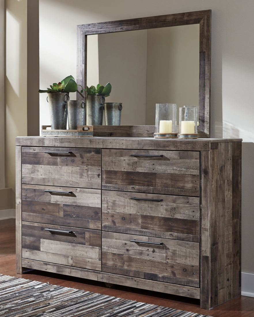 Derekson Twin Panel Bed with Mirrored Dresser and 2 Nightstands - furniture place usa