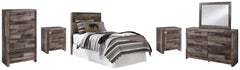 Derekson Twin Panel Headboard Bed with Mirrored Dresser, Chest and 2 Nightstands - furniture place usa