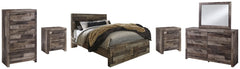 Derekson Queen Panel Bed with 2 Storage Drawers with Mirrored Dresser, Chest and 2 Nightstands - PKG003526 - furniture place usa