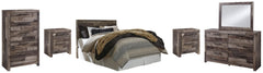 Derekson Queen/Full Panel Headboard Bed with Mirrored Dresser, Chest and 2 Nightstands - furniture place usa