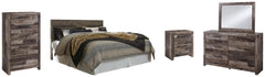 Derekson King Panel Headboard Bed with Mirrored Dresser, Chest and Nightstand - furniture place usa