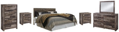 Derekson King Panel Headboard Bed with Mirrored Dresser, Chest and 2 Nightstands - furniture place usa
