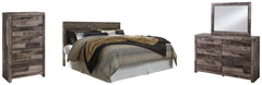 Derekson King Panel Headboard Bed with Mirrored Dresser and Chest - furniture place usa