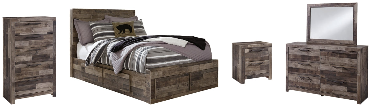 Derekson Full Panel Bed with 6 Storage Drawers with Mirrored Dresser, Chest and Nightstand - furniture place usa