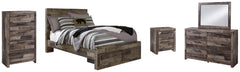 Derekson Full Panel Bed with 2 Storage Drawers with Mirrored Dresser, Chest and Nightstand - furniture place usa