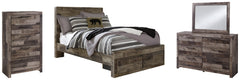 Derekson Full Panel Bed with 2 Storage Drawers with Mirrored Dresser and Chest - furniture place usa
